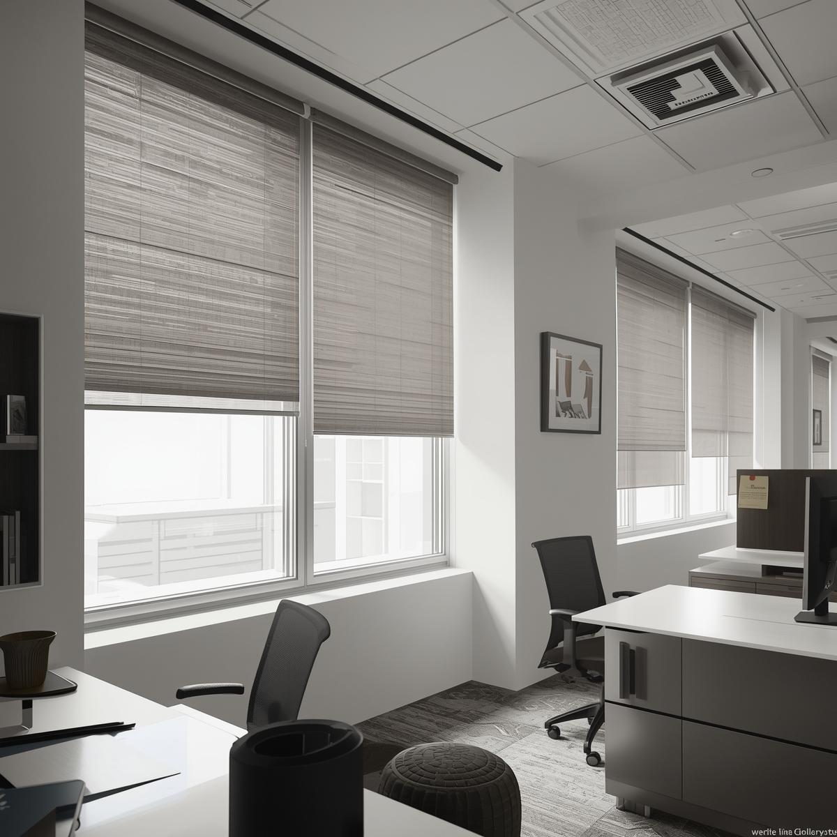 Rullaverhot toimistossa